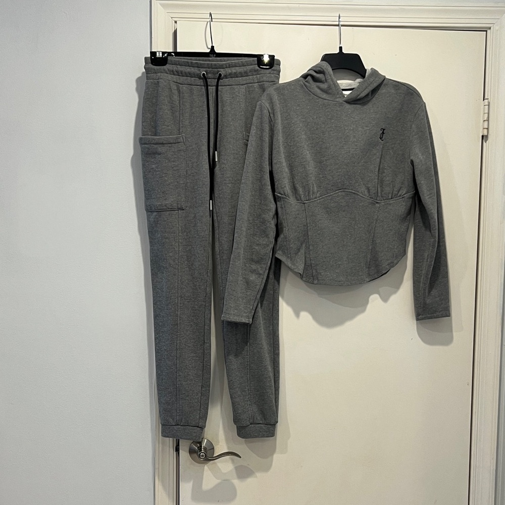 Juicy Couture Gray Women's Track Sweatpants and Hoodie Set